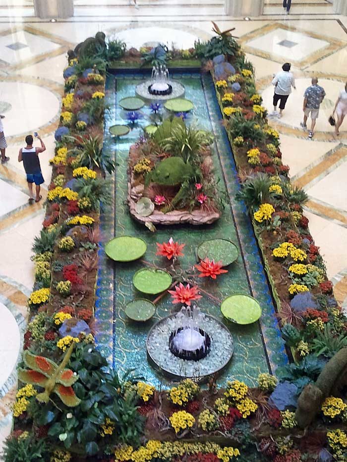 The Palazzo: Balcony shot of floral display.